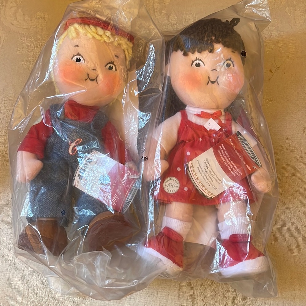 NIB Campbell’s Kids Century Edition cloth dolls, retired in 2005